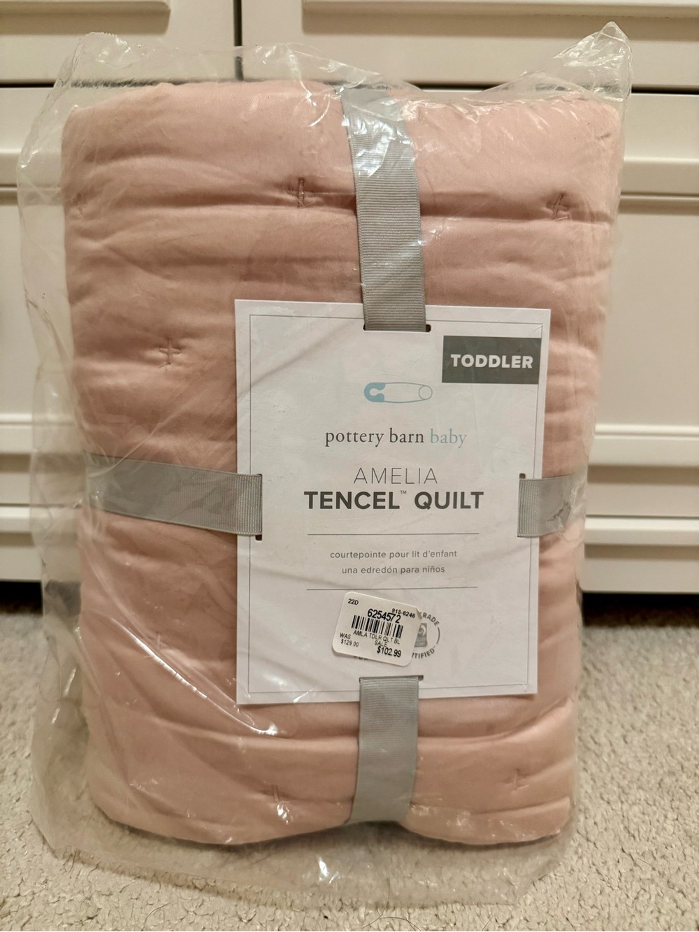 Pottery Barn Kids Amelia Tencel Quilt Blush - Toddler Size 36x50